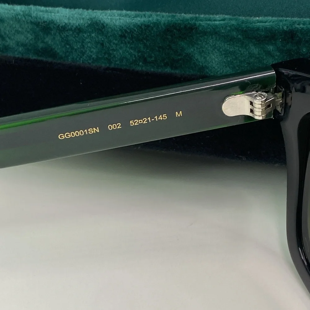 New Authentic Gucci Green Square Men`s Sunglasses GG0001SN 002 52 GG0001SN 002